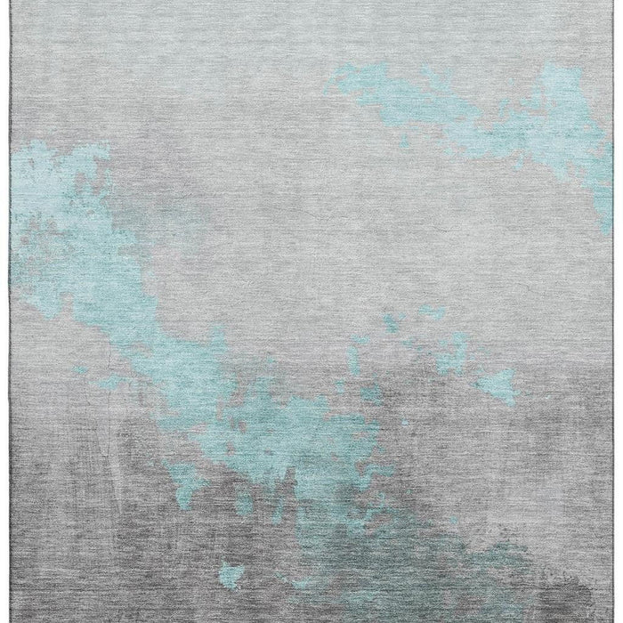 10' X 14' Abstract Washable Area Rug With UV Protection (706733) - Teal / Gray
