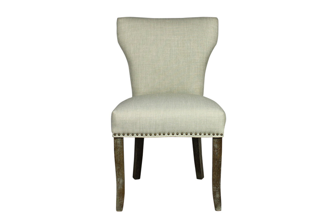 Upholstered Fabric Dining Parsons Chairs (Set of 2) - Ivory / Brown