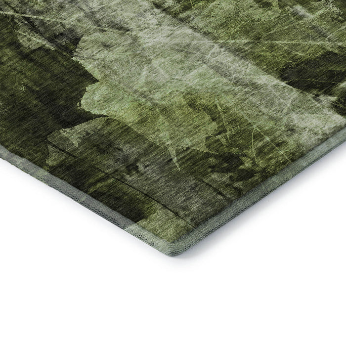 8' X 10' Floral Washable Area Rug With UV Protection (649070) - Green / Ivory