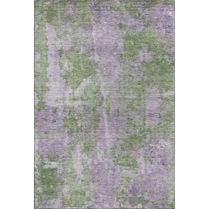 8' X 10' Abstract Washable Area Rug With UV Protection (649838) - Green / Ivory