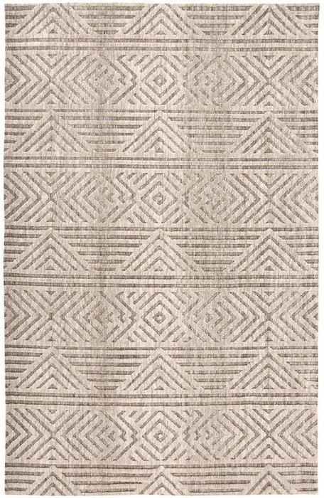 8' x 10' Geometric Stain Resistant Area Rug - Tan Ivory And Brown