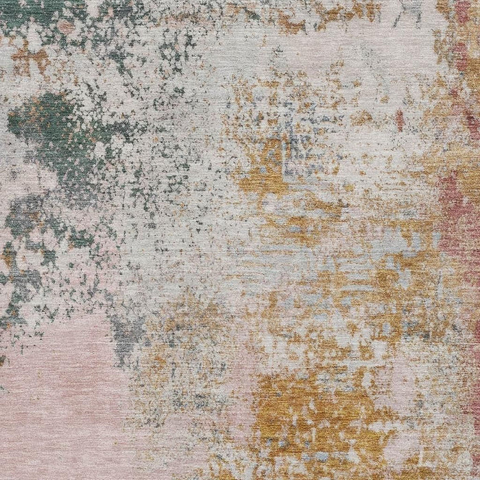 10' X 14' Abstract Washable Area Rug With UV Protection (717068) - Pink / Copper