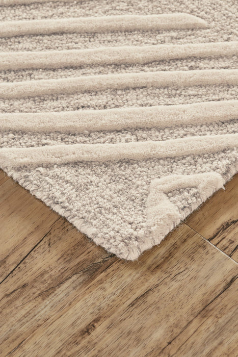 8' x 11' Wool Geometric Tufted Handmade Stain Resistant Area Rug - Ivory And Tan