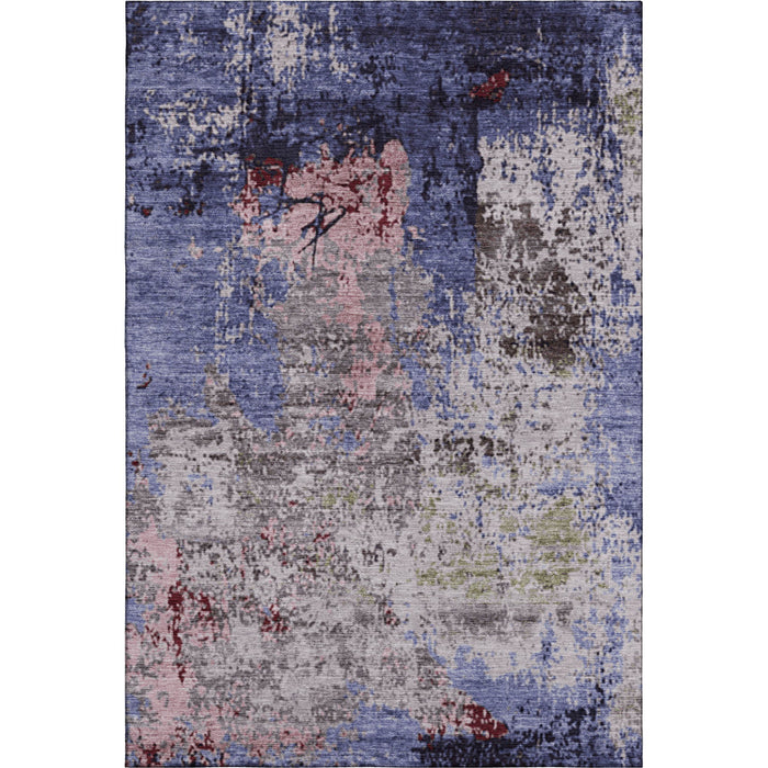 10' X 14' Abstract Washable Area Rug With UV Protection (707827) - Plum / Gray / Ivory