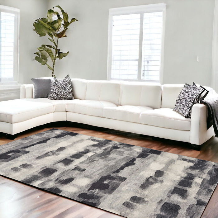 10' x 13' Machine Woven Abstract Brushstroke Indoor Area Rug - Shades Of Gray
