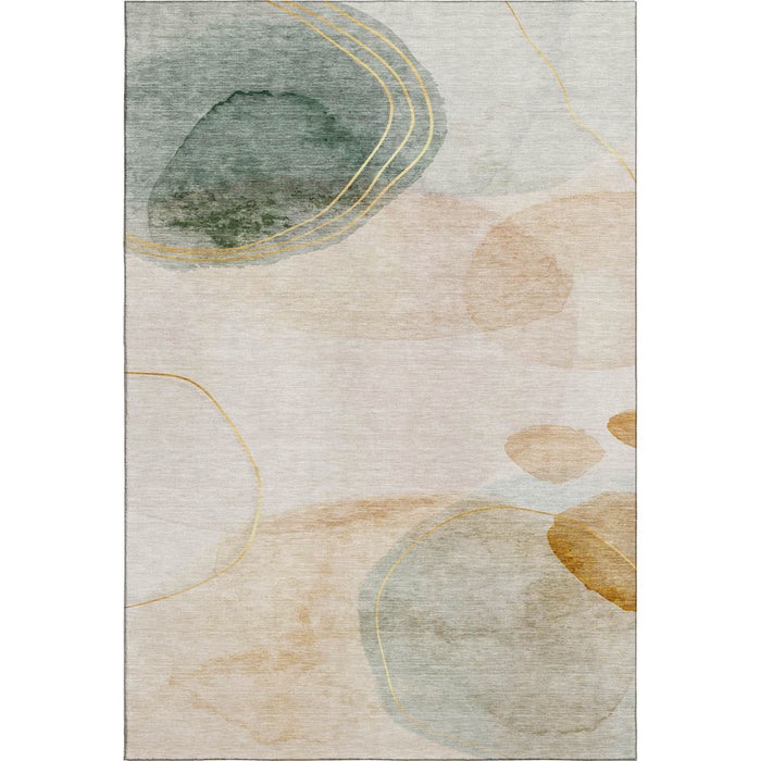10' X 14' Abstract Washable Area Rug With UV Protection (648448) - Beige / Copper / Taupe