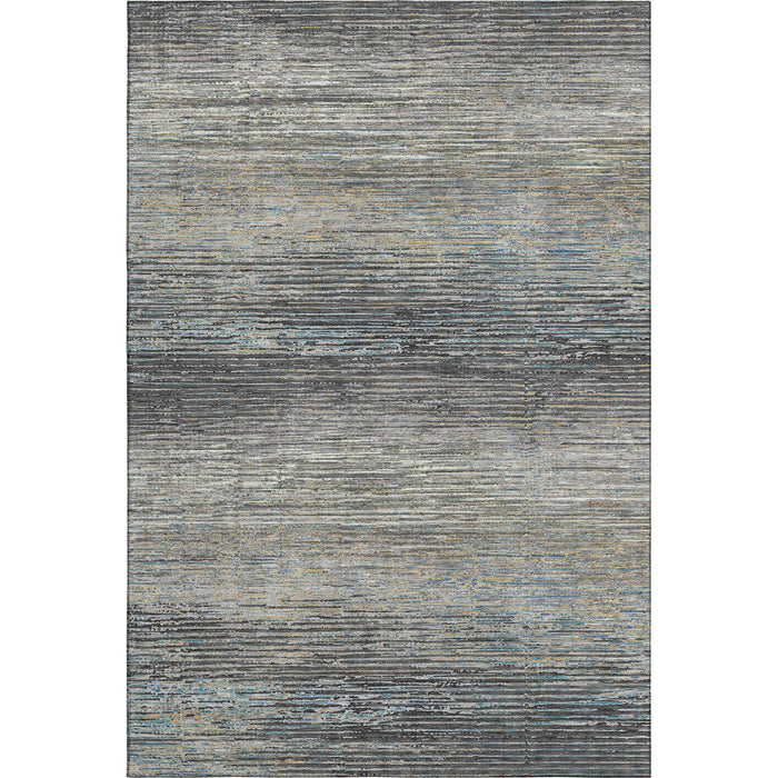 10' X 14' Striped Washable Area Rug With UV Protection (692631) - Granite Gray / Silver