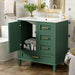 Modern Giga bathroom vanity with sink, solid wood frame, soft-closing door, and three drawers for stylish bathroom storage.