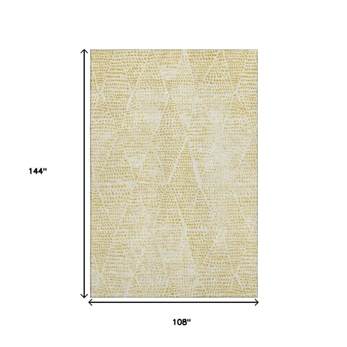 8' X 10' Diamond Washable Area Rug With UV Protection (650624) - Wheat / Ivory