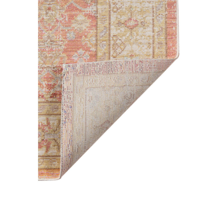 9' x 13' Floral Power Loom Area Rug - Salmon And Tan