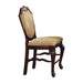 Set of two HomeRoots beige fabric and solid wood counter height bar chairs with espresso finish, featuring padded seats and backrests.