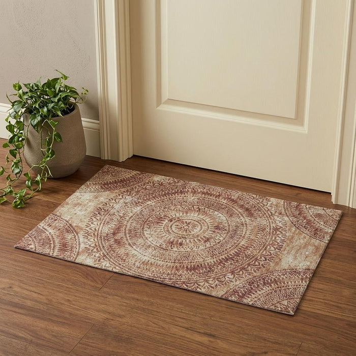 3' X 5' Medallion Washable Area Rug With UV Protection (644899) - Burnt Sienna / Ivory