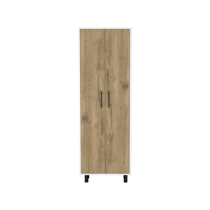 Wood Kitchen Island Pantry Cabinet (Set of 2) - Beige / White