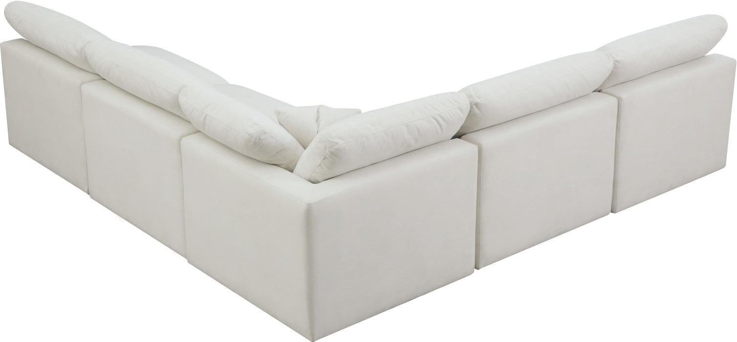Plush - Velvet Standart Comfort 5 Piece Modular Sectional - Cream - Fabric