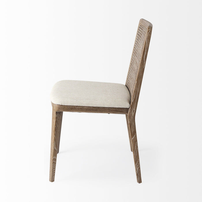 Upholstered Fabric Cross Back Side Chairs (Set of 2) - Cream