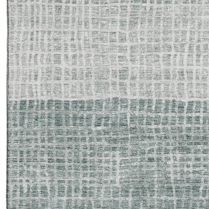 10' X 14' Geometric Washable Area Rug With UV Protection (705005) - Aqua / Ivory / Gray