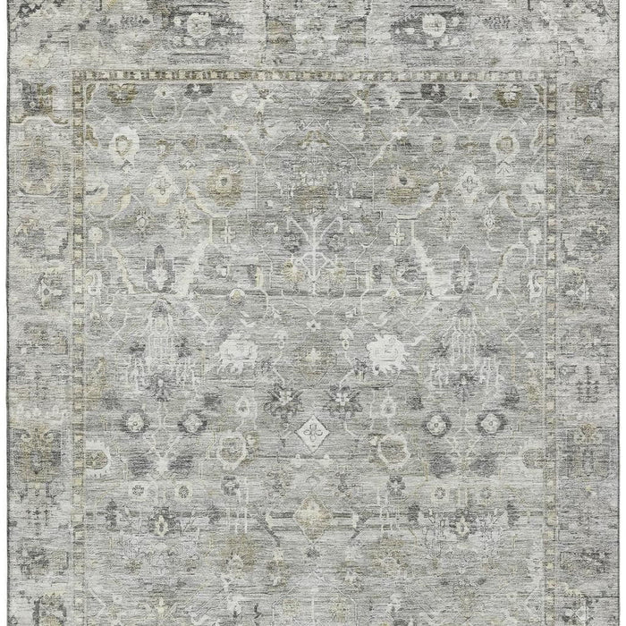 10' X 14' Oriental Washable Area Rug With UV Protection (700901) - Pewter / Ivory