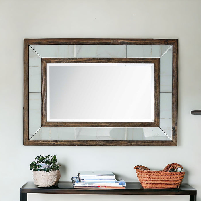32" Framed Accent Mirror - Brown