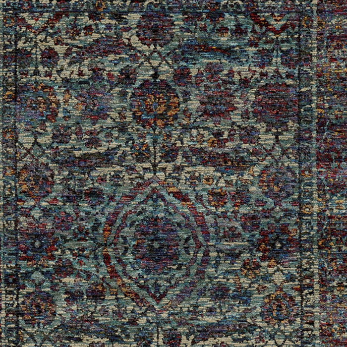 7' x 10' Oriental Power Loom Area Rug - Blue And Purple