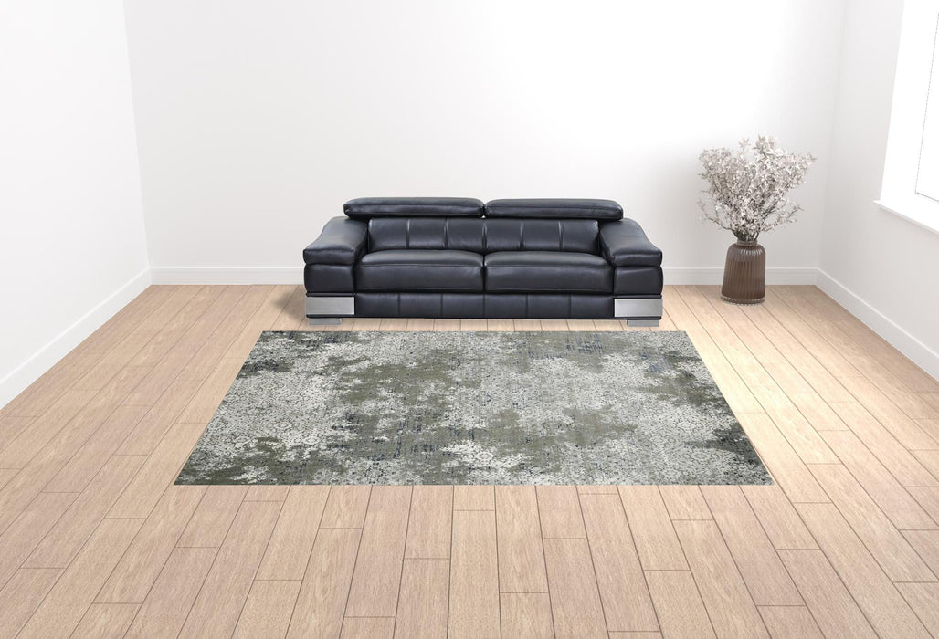 10' x 13' Abstract Power Loom Stain Resistant Area Rug - Ivory Gray Blue And Taupe