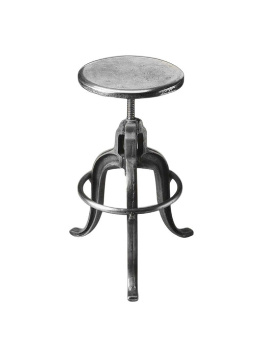 Transitional Iron Backless Swivel Bar Chair - Silver