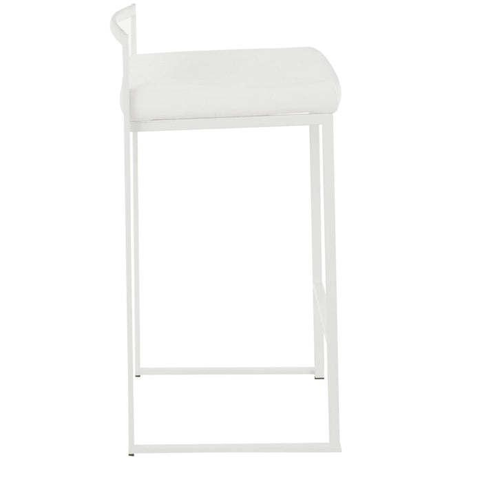 Fuji - Contemporary Stackable Counter Stool (Set of 2) - White Frame