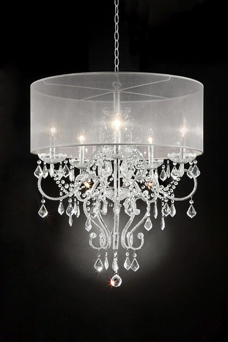 Silver Glam Faux Crystal Hanging Ceiling Chandelier with See-Through Shade by HomeRoots