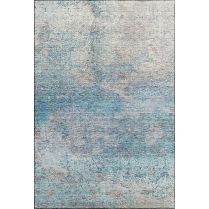 10' X 14' Abstract Washable Area Rug With UV Protection (717785) - Aqua / Beige