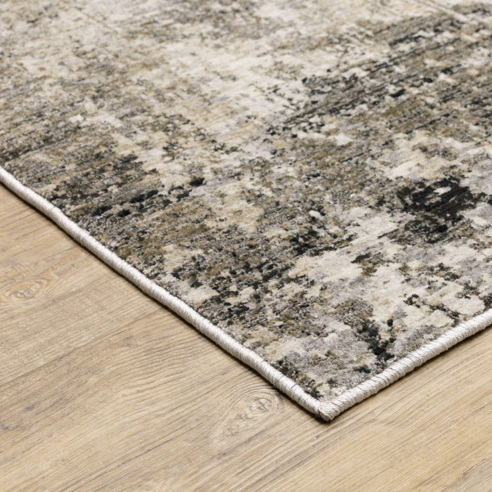 8' x 11' Abstract Power Loom Stain Resistant Polyester Area Rug - Beige Gray Ivory Tan And Brown