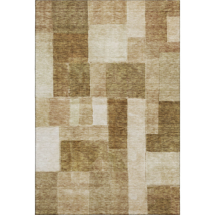 10' X 14' Geometric Washable Area Rug With UV Protection (688255) - Terra Cotta / Beige / Copper