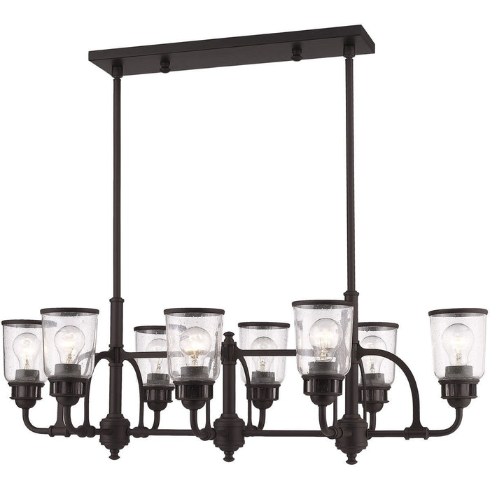 21" Eight Light Dimmable Chandelier With Shades - Bronze