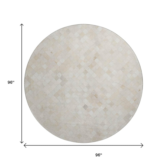 8' Patchwork Washable Round Rug With UV Protection (644643) - Ivory / Gray