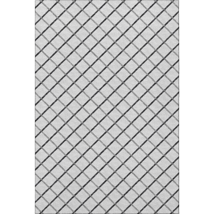 8' X 10' Geometric Washable Area Rug With UV Protection - Gray And Black