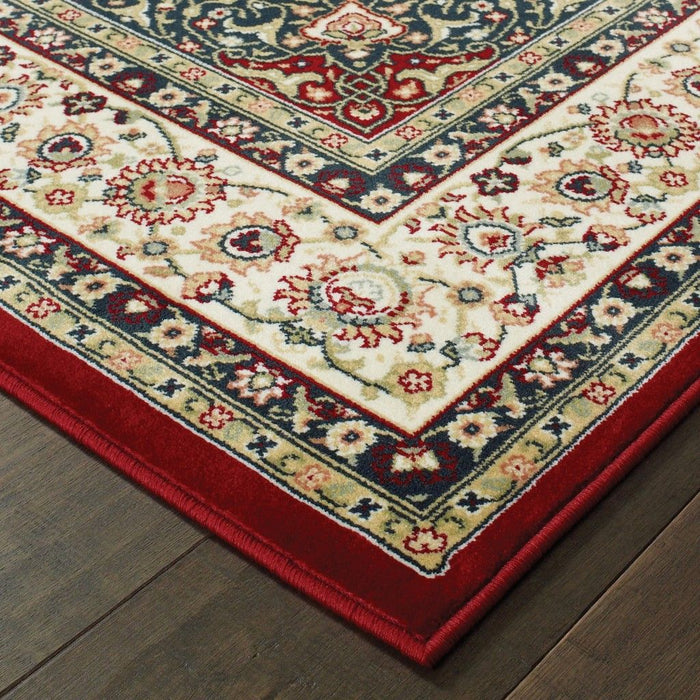 9' x 12' Machine Woven Oriental Indoor Area Rug - Red Ivory