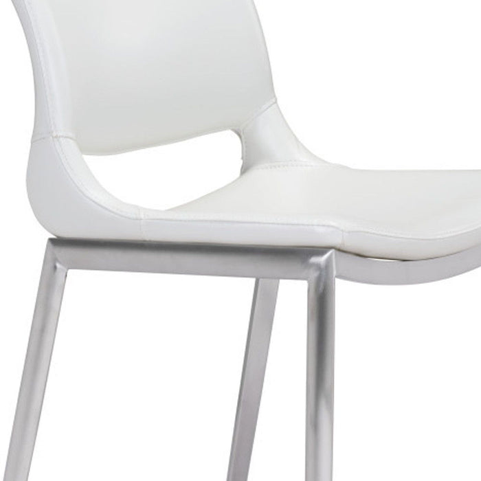 25" Steel Low Back Counter Height Bar Chairs (Set of 2) - White And Silver