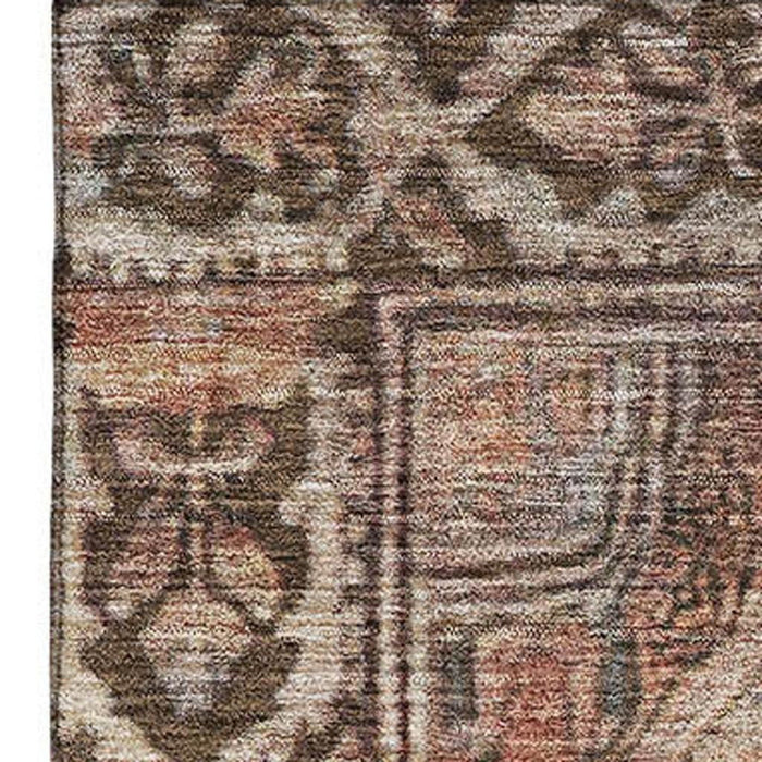 10' X 14' Oriental Washable Area Rug With UV Protection (700523) - Chocolate / Blue
