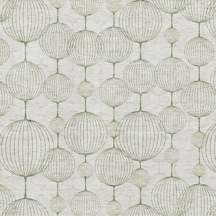 10' X 14' Geometric Washable Area Rug Polyester With UV Protection - Green And Beige