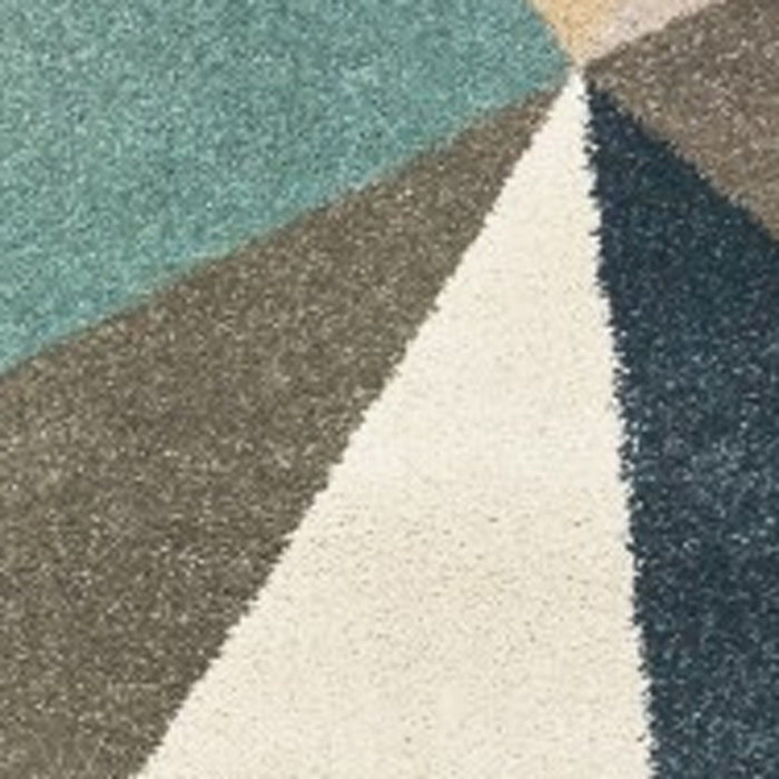 7' x 10' Retro Wedge Indoor Area Rug - Blue Green Beige