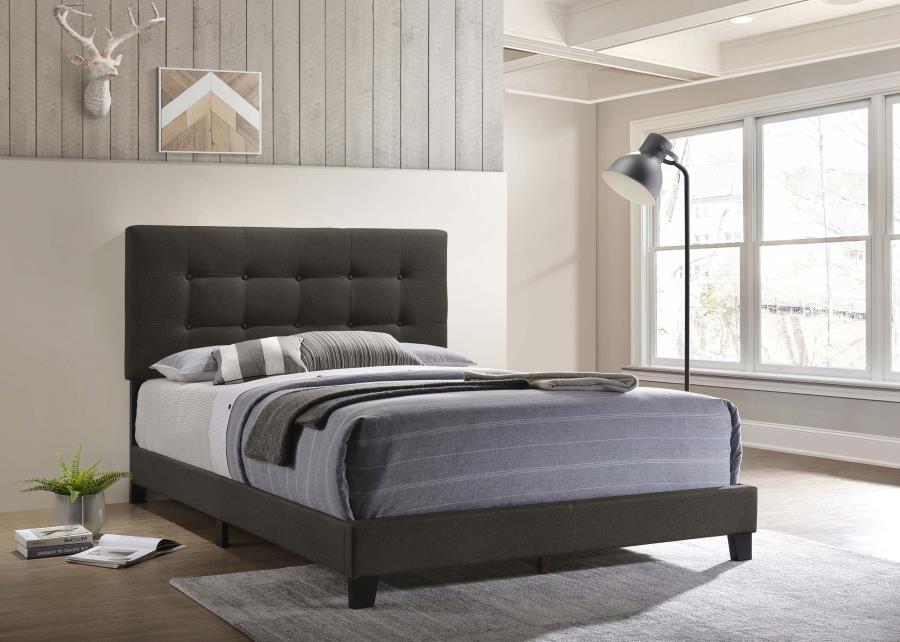 Mapes - Upholstered Eastern King Panel Bed - Charcoal