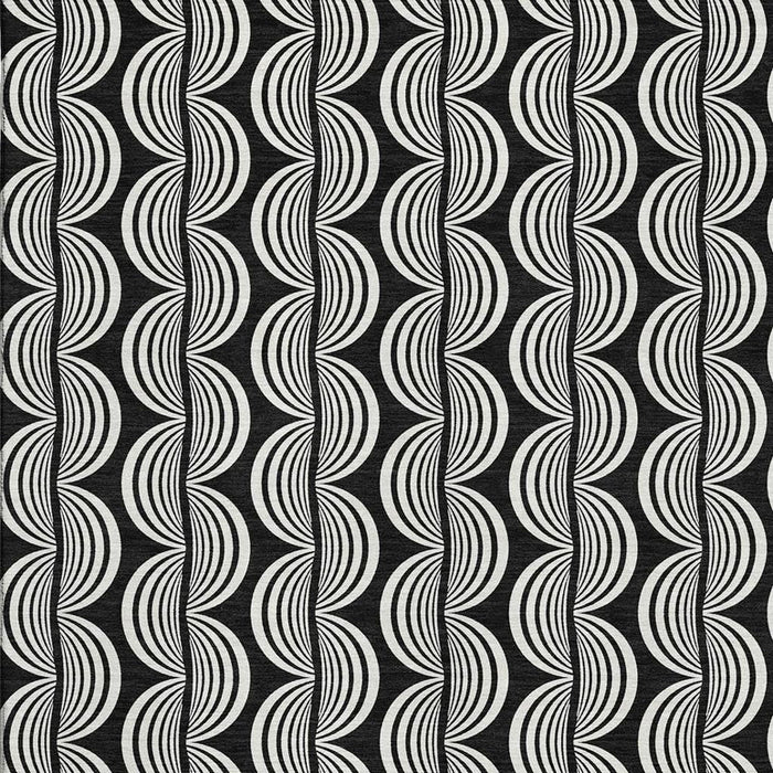 10' X 14' Ogee Washable Area Rug With UV Protection (682685) - Black / Ivory