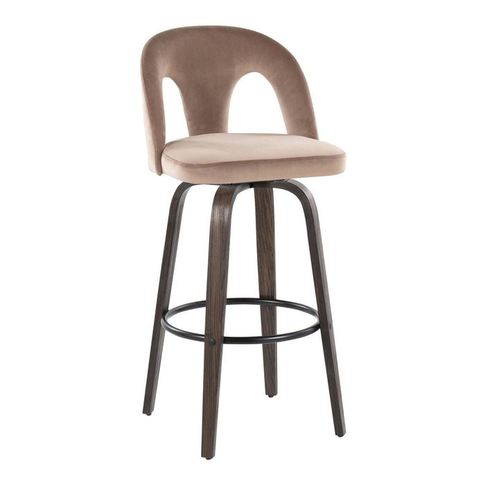 Ava - Upholstered Fixed-Height Barstool (Set of 2) - Walnut Glazed Wood Base