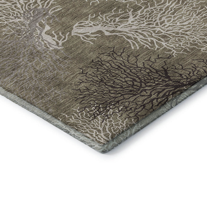 8' X 10' Geometric Washable Area Rug With UV Protection (645754) - Latte / Ivory / Gray