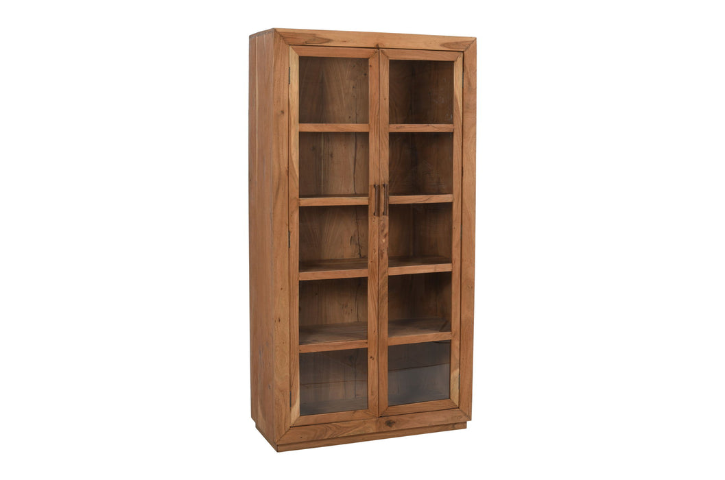 80" Solid Wood Display Stand With Two Doors - Brown