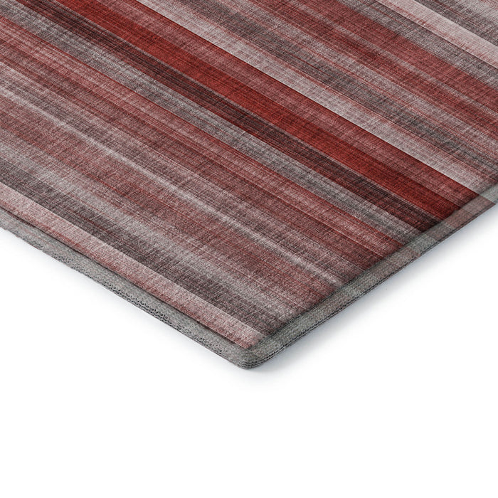 10' X 14' Striped Washable Area Rug With UV Protection (648412) - Red / Ivory