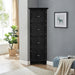 Giga tall storage cabinet with doors and four shelves, ideal for living room, kitchen, office, bedroom, or bathroom storage.