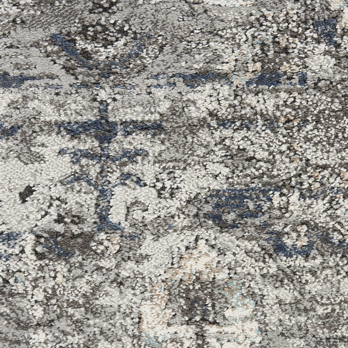 8' X 10' Floral Power Loom Distressed Area Rug - Blue