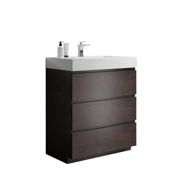 Giga Alice bathroom vanity with large storage, freestanding design, one-piece sink basin without drain or faucet, modern style.