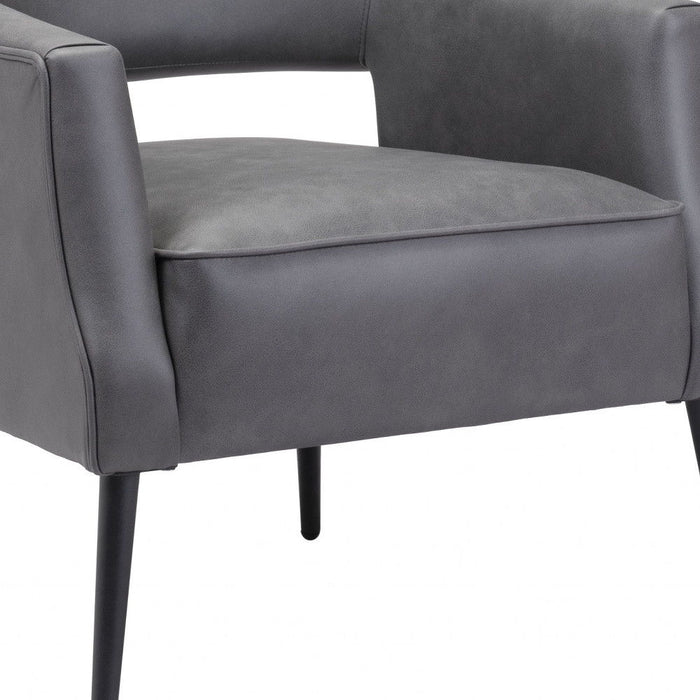 Faux Leather Arm Chair - Gray And Gold