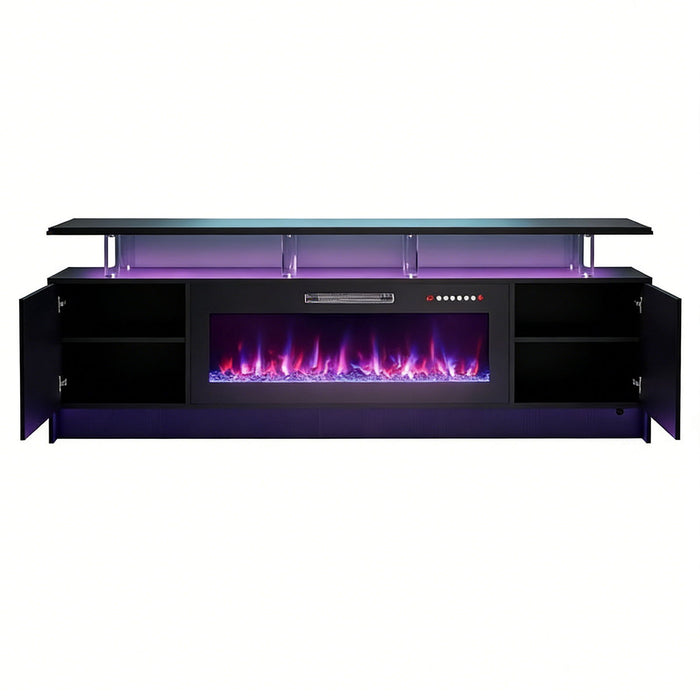 Wood Fireplace Entertainment Center With Fireplace (723795) - Black