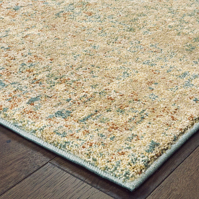 10' x 13' Abstract Power Loom Stain Resistant Area Rug - Foam Blue Pumpkin And Golden Yellow